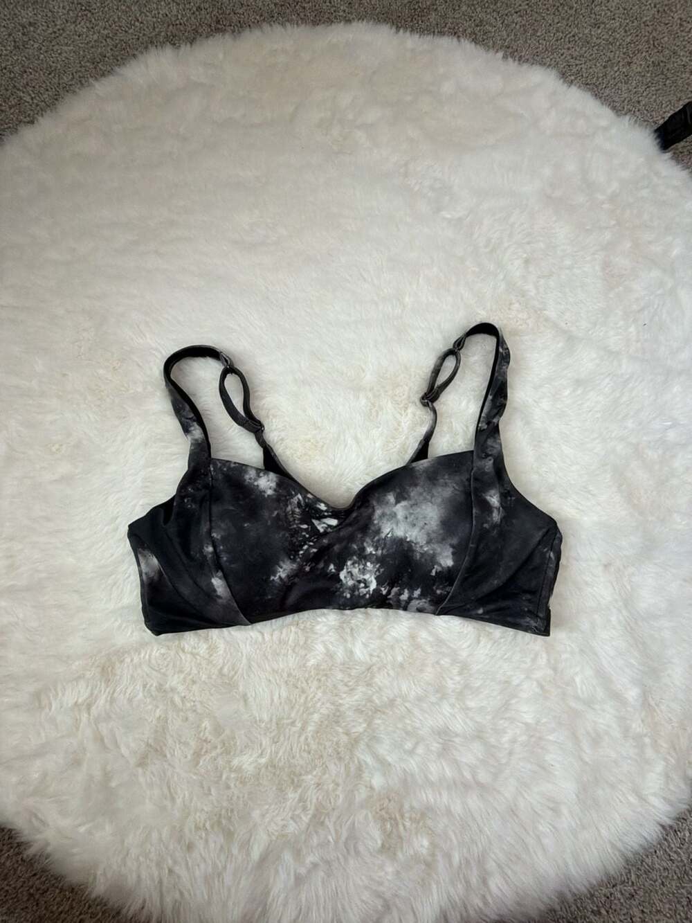 Athleta Supernova Entwined Bikini Top Black and White Tie Dye